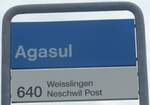 (217'701) - ZVV-Haltestellenschild - Agasul, Agasul - am 8.