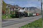 Die BFD HG 3/4 N° 3 der Blonay-Chamby Bahn erreicht mit ihrem Dampfzug Blonay.