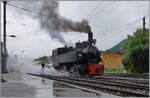 Herrlich dampfend rangiert die G 2x 2/2 105 der Blonay - Chamby Bahn in Blonay.