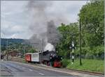 Die SEG G 2x 2/2 105 der Blonay-Chamby Bahn verlässt mit ihrem Dampfzug Blonay in Richtung Chaulin. 

22. Juni 2024