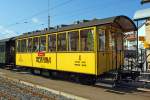   Der wunderschöne 2-achsige  BERNINA  Salonwagen As 2 der Museumsbahn Blonay-Chamby, am 27.05.2012 im Bahnhof Blonay.