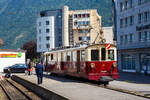 Der wunderschöne ehemalige Martigny-Châtelard-Bahn (MC) Triebwagen ABDeh 4/4 32  le tracteur  ( der Traktor ) vom Verein Train Nostalgique du Trient, ex MC BCFe 4/4, ex SBB CFeh 4/4