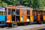 Die elektrische reine Zahnradlokomotive BGV He 2/2 2, später BVB He 2/2 2  La Grisette  der Museumsbahn Blonay–Chamby am 09 September 2023 im Museum Chaulin.