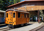 Die elektrische reine Zahnradlokomotive BGV He 2/2 2, später BVB He 2/2 2  La Grisette  der Museumsbahn Blonay–Chamby am 09 September 2023 im Museum Chaulin.