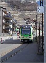 Der TPC AOMC / ASD Beh 2/6 542  La Forteresse  ist als R71 bei Kilometer 0.8 schon fast am Ziel seiner Fahrt nach Aigle. 

Obwohl die Beh 2/6 541 - 547 seit der Inbetriebnahme bei der TPC grundsätzlich auch auf der ASD verkehren können, sind sie auf dieser Strecke recht selten zu sehen. 

9. Februar 2026