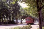 Die Ablieferung des Be8/8 13 am 28.Juni 1973: Nach der Ankunft im Stadion Wankdorf fährt der SZB Xe4/4 stadtwärts davon, um für die Rückfahrt nach Worblaufen aufs richtige Gleis zu