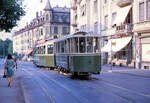 Die alten Berner Zweiachs-Anhänger, Standard-Anhänger Serie 238-257 von 1914: Bis 1960 wurden solche Wagen während der Stosszeiten auf der Linie 3 (Bahnhof - Weissenbühl)