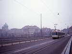 Das Ende naht - die Bernmobil Be4/8 von ACMV Vevey aus dem Jahr 1990: Wagen 735 auf der Kirchenfeldbrücke, 31.Dezember 1991 
