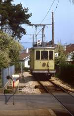 Be 2/4 46 hat im Mai 1980 gleich die Endhaltestelle Cortaillod erreicht