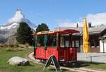 riffelalp/862290/das-riffelalp-tram-wagen-nr-1-in Das Riffelalp-Tram, Wagen Nr. 1, in der Schleife vor dem Hotel. 18.September 2024 