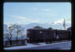 Zur Linie nach St.Gingolph:  Am 9.Januar 1981 hob sich an der Endstation St.Gingolph der alte Triebwagen Be 4/6 1614 schön gegen die Schneeberge ab.