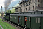 SBB HISTORIC:    Schweiz aktuell am Gotthard  - Dampfzug mit der C 5/6 2978 beim Passieren vom Unterwerk Giornico am 28.