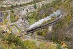 Elefanten am Gotthard. C 5/6 2978 und 2969 auf der Chärstelenbachbrücke oberhalb Amsteg. Oktober 2017.