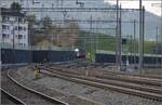 Blick auf die Trennstelle, nach links verlässt ein NPZ die Hauptstrecke und nutzt den Seitenast der Gotthardbahn nach Luzern.