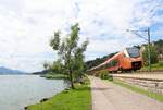 Schmerikon, am allerobersten Zipfel des Zürichsees: SOB Voralpen Express Zug 526 113 / 213. 9.Juli 2021 