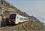  Fernverkehr  auf der Train de Vignes Strecke: der für den Fernverkehr beschaffte SBB Flirt3 RABe 523 503  Mouette  (RABe 94 85 0 523 503-6 CH-SBB) ist als S7 auf der Train de Vignes Strecke