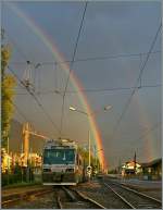Der CEV  Train des Etoiles  unter einem Regenbogen.