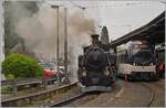 50 Jahre Blonay - Chamby; Mega Steam Festival: Die BFD HG 3/4 N° 3 rangiert in Vevey.

13. Mai 2018