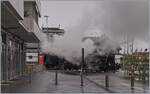 50 Jahre Blonay - Chamby; Mega Steam Festival: Die Fo HG 3/4 N° 4 und die BFD HG 3/4 N° 3 dampfen in Vevey vor ihrem  Zug nach Chaulin.