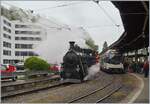 50 Jahre Blonay - Chamby; Mega Steam Festival: Die BFD HG 3/4 N° 3 rangiert in Vevey.