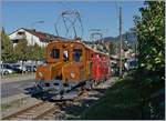 50 Jahre Blonay Chamby - MEGA BERNINA FESTIVAL: Die RhB Berninabahn Ge 2/2 161 Asnin (Eselchen) hilft dem RhB Berninabahn ABe 4/4 I N° 35 als Vorspannlok auf der Fahrt von Blonay nach Chamby.
9. Sept. 2018