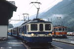 120-montreux-zweisimmen-lenk-im-simmental/563290/im-juli-1983-trifft-der-bde Im Juli 1983 trifft der BDe 4/4 3005 oder 3006 der MOB im Bahnhof Montbovon auf den Be 4/4 133 der GFM