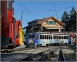 121-montreux-roches-du-naye/506585/der-beh-48-302-auf-der Der Beh 4/8 302 auf der Fahrt von Caux nach Montreux beim Halt in Glion.
3. Juli 2016