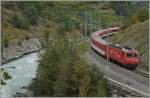 Bei Neubrück zieht eine HGe 4/4 mit einem MGB Regionalzug Richtung Zermatt.
30. Sept. 2014