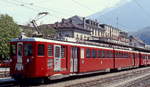 ABDeh 8/8 2042 der Brig-Visp-Zermatt-Bahn im Mai 1980 im Bahnhof Brig. Das Fahrzeug wurde 2014 ausrangiert.