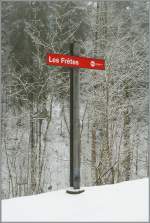 Das Stationsschild von Les Frêtes.