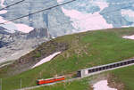 311312-kleine-scheidegg-junfraujoch/755970/jungfraubahn-lok-11-bei-der-lawinengalerie Jungfraubahn Lok 11 bei der Lawinengalerie in Fallboden. 5.August 1975 