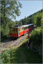 Etwas oberhalb von Wilderswil strebt dieser SPB Zug steil bergwärt.