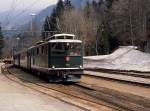 Anfang Mai 1981 erreicht HGe 4/4 I 1991 der Brünigbahn die 1.002 m hoch gelegene Station Brünig-Hasliberg