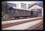 Auf der einstigen RhB-Strecke Bellinzona-Mesocco, 14.September 1970: Die beiden Zweiachser 2165 und 2002 in Bellinzona.