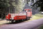 Ferrovia Monte Generoso noch mit Dieselbetrieb: Lokomotive Hm2/3 1 mit Vorstellwagen MG 2, Bellavista, 23.Juli 1970 