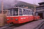 636-capolago-generoso/539389/ferrovia-monte-generoso-noch-mit-dieselbetrieb Ferrovia Monte Generoso noch mit Dieselbetrieb: Bhm 1/2 5 mit seinem Vorstellwagen auf dem Generoso, 23.Juli 1970 