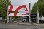 Nicht zu �bersehen ist die Station der heute zu den Appenzeller Bahnen geh�renden Frauenfeld-Wil-Bahn auf dem Bahnhofsvorplatz in Wil.