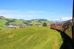 Appenzellerbahnen - flott geht's hinunter nach Appenzell. Triebwagen 42. 10.Juni 2016. 