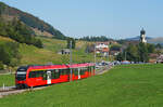 Am 12.08.2026 hat der ABe 4/12 1002 den Bahnhof Schwende verlassen und n�hert sich dem Streckenendpunkt in Wasserauen