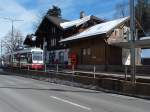 In der Endstation Trogen steht am 07.03.2015 Triebwagen Nr. 33 'Speicher'.