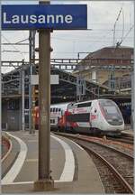 Der  Olympia  - TGV Rame 4718 wird als TGV Lyria 9774 nach Paris Gare de Lyon (via Genève) in Lausanne bereit gestellt. 2. September 2024