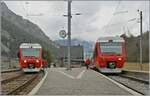 Zwei TMR RegionAlps RABe 525  NINA warten in Sembrancher auf die Abfahrt nach Martigny und Orsière. 

19. März 2011