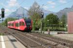 Regio der S12 von Sargans nach Chur bei der Einfahrt in Maienfeld.16.04.14