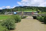 St.Galler S-Bahn Linie S2 (Altstätten SG - St.Gallen - Nesslau Neu St.Johann): Thurbo GTW 2/8 804 bei Nesslau Neu St.Johann, 9.Juli 2021 