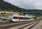 Die St.Galler S-Bahn Linie S9 (Wil - Wattwil): THURBO GTW 2/6 749 bei der Einfahrt in den Bahnhof Wattwil.