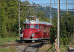 150 Jahre Tösstalbahn.

Der Rote Pfeil aus Balsthal durfte beim Jubiläum mitfeiern. Nach dem Aussendienst auf der Kempttalbahn ging es für RCe 2/4 607 zur Übernachtung nach Bauma. Hier bei Ankunft in Bauma. September 2025.