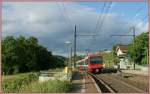 Zwei Bem 550 auf dem Weg nach La Plaine beim Halt in Russin.