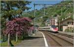 Eines der wenigen Frhlingsbilder von diesem Jahr: der SBB ETR 610 auf dem Weg nach Milano bei der Durchfahrt in Veytaux-Chillon.