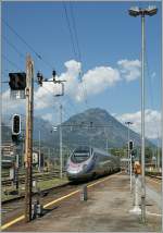 Ein ETR 610 in  Cisalpino -Farben erreicht Domodossola.