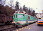 Sensetalbahn, stillgelegte Strecke Laupen - Gümmenen: Endstation Gümmenen, mit BDe4/6 102. 4.Januar 1991 